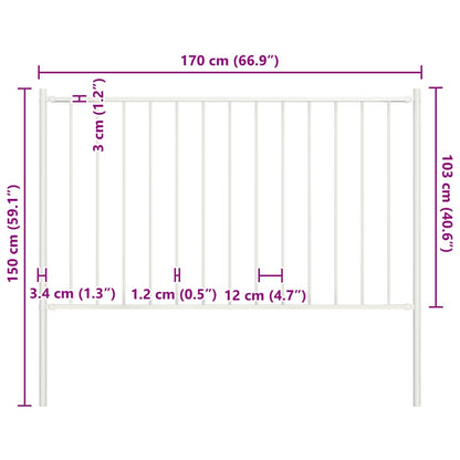 vidaXL Zaunelement mit Pfosten Pulverbeschichteter Stahl 1,81x1 m Weiß