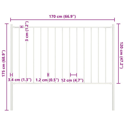 vidaXL Zaunelement mit Pfosten Pulverbeschichteter Stahl 1,81x1,25 m Weiß
