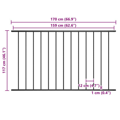vidaXL Zaunelement Pulverbeschichteter Stahl 1,63x1,25 m Schwarz
