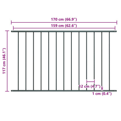 vidaXL Panneau de clôture en acier poudré 1,63x1,25 m Anthracite