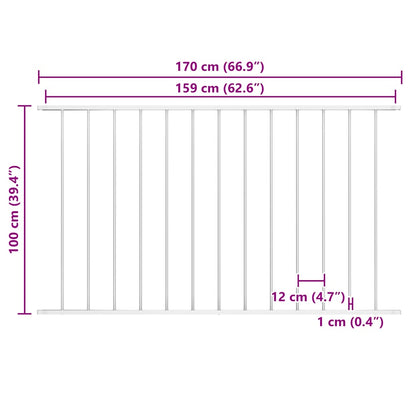 vidaXL Zaunelement Pulverbeschichteter Stahl 1,63x1 m Weiß