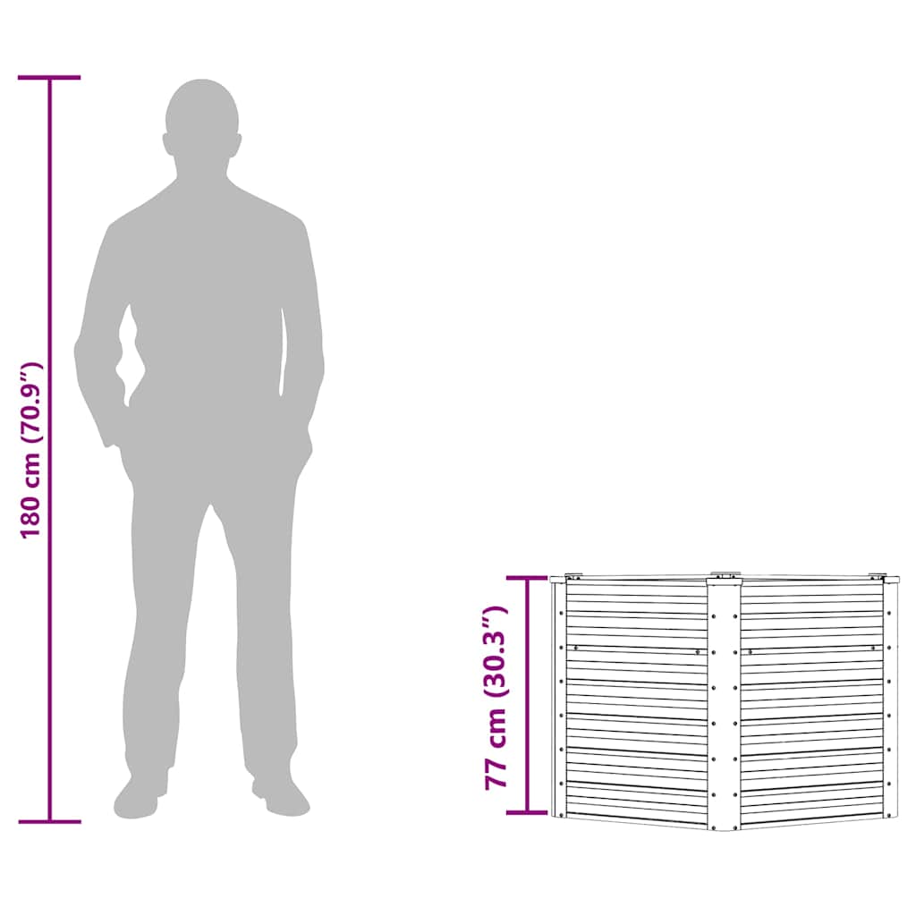 Garten-Hochbeet Anthrazit 129 x 129 x 77 cm Verzinkter Stahl