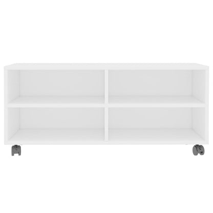 vidaXL Meuble TV à roulettes blanc 90x35x35 cm Aggloméré