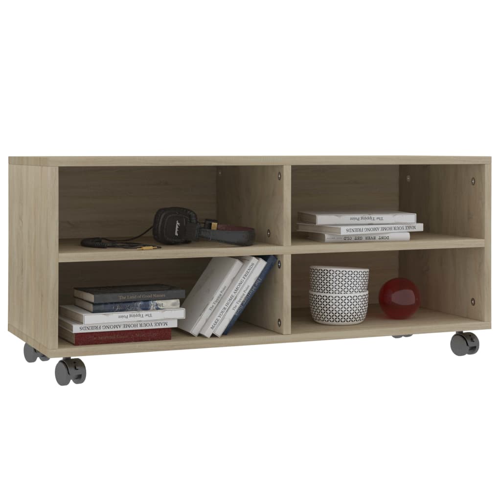 vidaXL Meuble TV à roulettes chêne Sonoma 90x35x35 cm Aggloméré