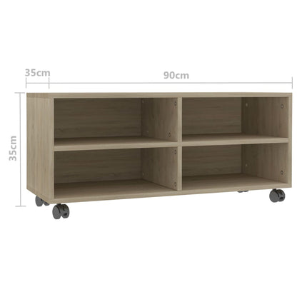 vidaXL Meuble TV à roulettes chêne Sonoma 90x35x35 cm Aggloméré