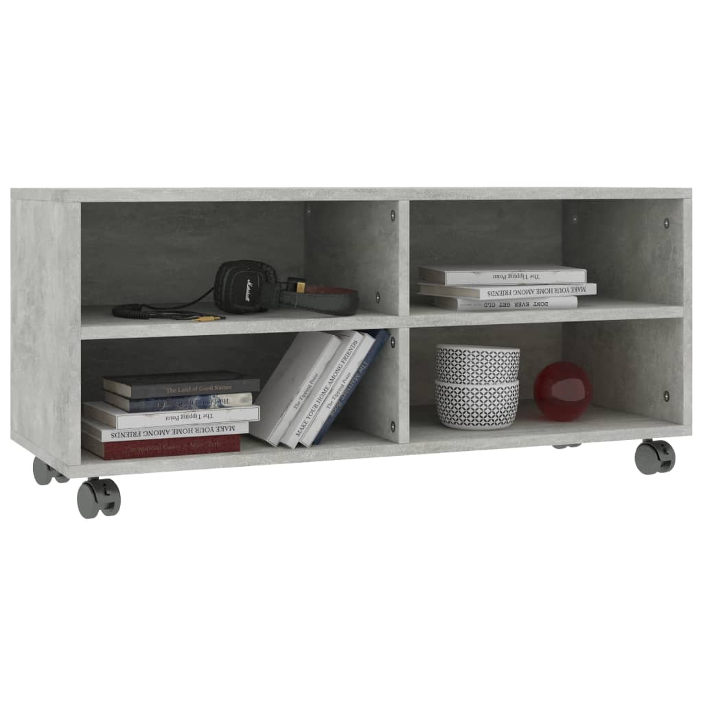 vidaXL Meuble TV à roulettes gris béton 90x35x35 cm Aggloméré