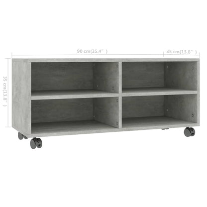 vidaXL Meuble TV à roulettes gris béton 90x35x35 cm Aggloméré