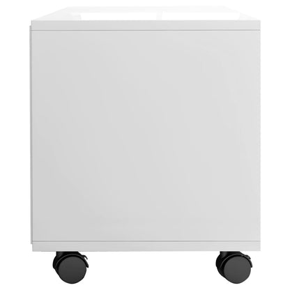Meuble TV vidaXL avec roulettes, blanc brillant 90x35x35 cm, bois d'ingénierie