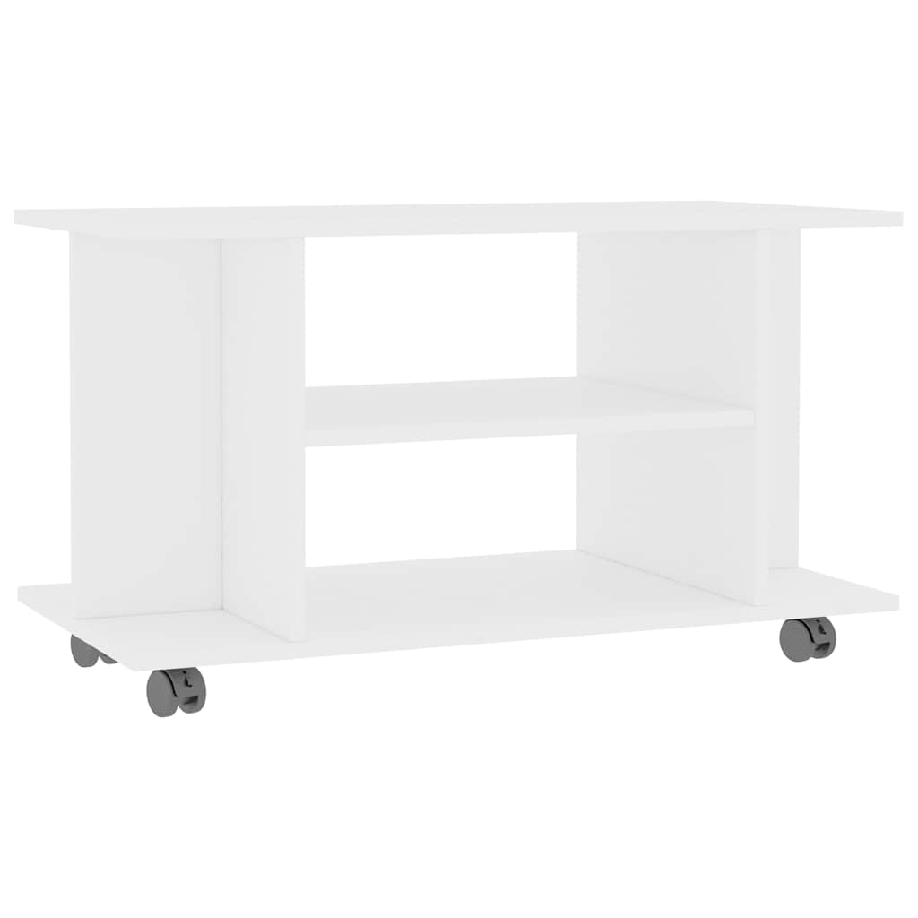 vidaXL Meuble TV à roulettes Blanc 80x40x45 cm Bois d'ingénierie