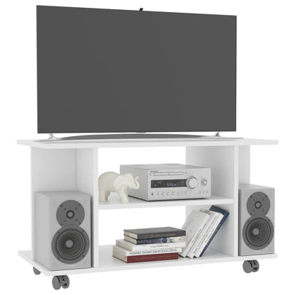vidaXL Meuble TV à roulettes Blanc 80x40x45 cm Bois d'ingénierie