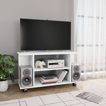 vidaXL Meuble TV à roulettes Blanc 80x40x45 cm Bois d'ingénierie