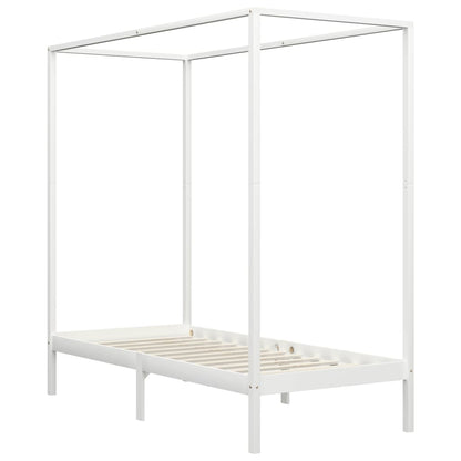vidaXL Himmelbett-Gestell Weiß Massivholz Kiefer 100 x 200 cm