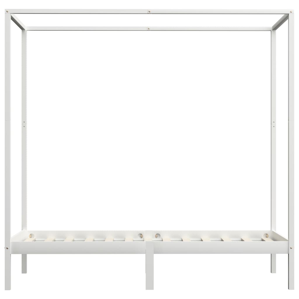 vidaXL Himmelbett-Gestell Weiß Massivholz Kiefer 100 x 200 cm