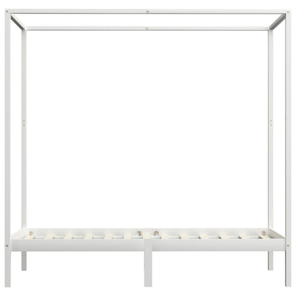 vidaXL Himmelbett-Gestell Weiß Massivholz Kiefer 100 x 200 cm