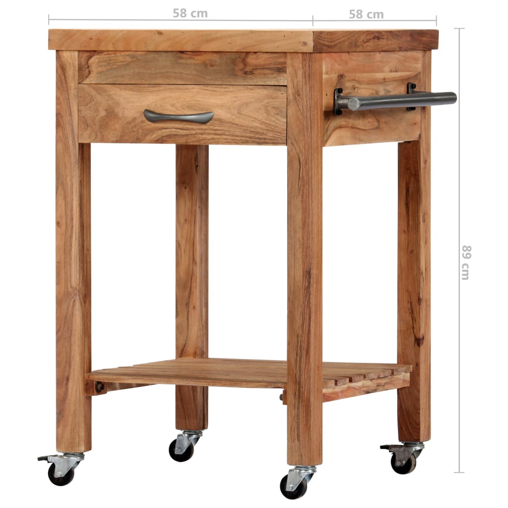 vidaXL Servierwagen 58x58x89 cm Massivholz Akazie