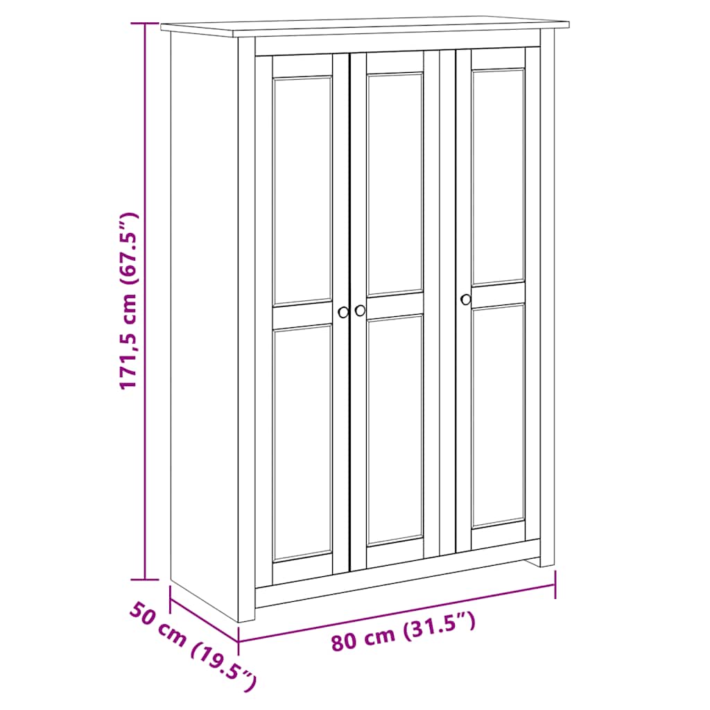 vidaXL Kleiderschrank 3-Türig 118×50×171,5 cm Kiefer Panama Serie
