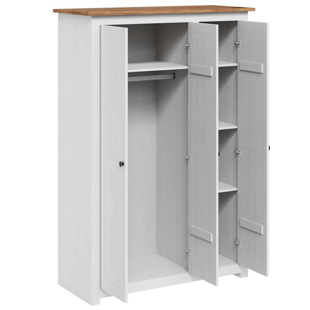 vidaXL Kleiderschrank 3-Türig Weiß 118×50×171,5 cm Kiefer Panama Serie