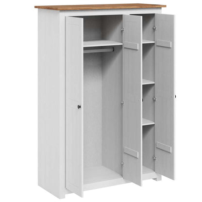 vidaXL Kleiderschrank 3-Türig Weiß 118×50×171,5 cm Kiefer Panama Serie