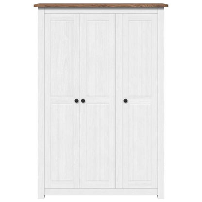 vidaXL Kleiderschrank 3-Türig Weiß 118×50×171,5 cm Kiefer Panama Serie