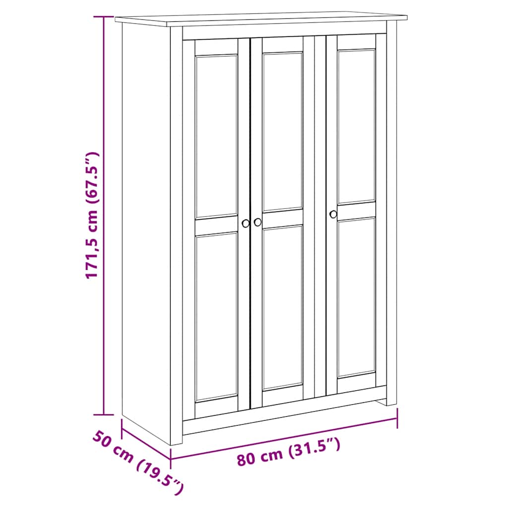 vidaXL Kleiderschrank 3-Türig Weiß 118×50×171,5 cm Kiefer Panama Serie