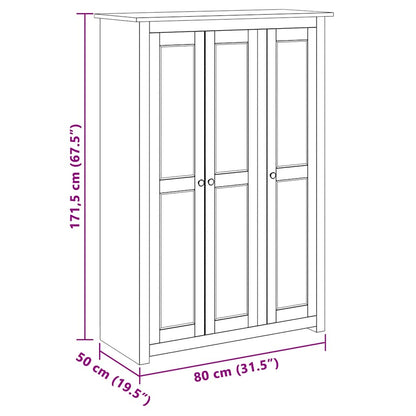vidaXL Kleiderschrank 3-Türig Weiß 118×50×171,5 cm Kiefer Panama Serie