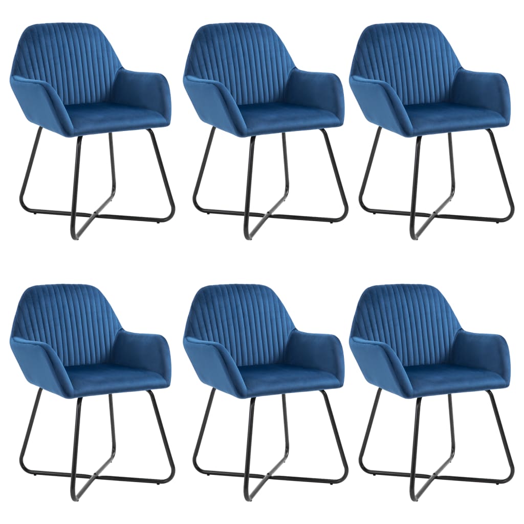 vidaXL Chaises de salle à manger 6 pcs Bleu velours