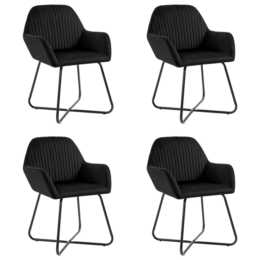 vidaXL Esszimmerstühle 4 Stk. Schwarz Samt