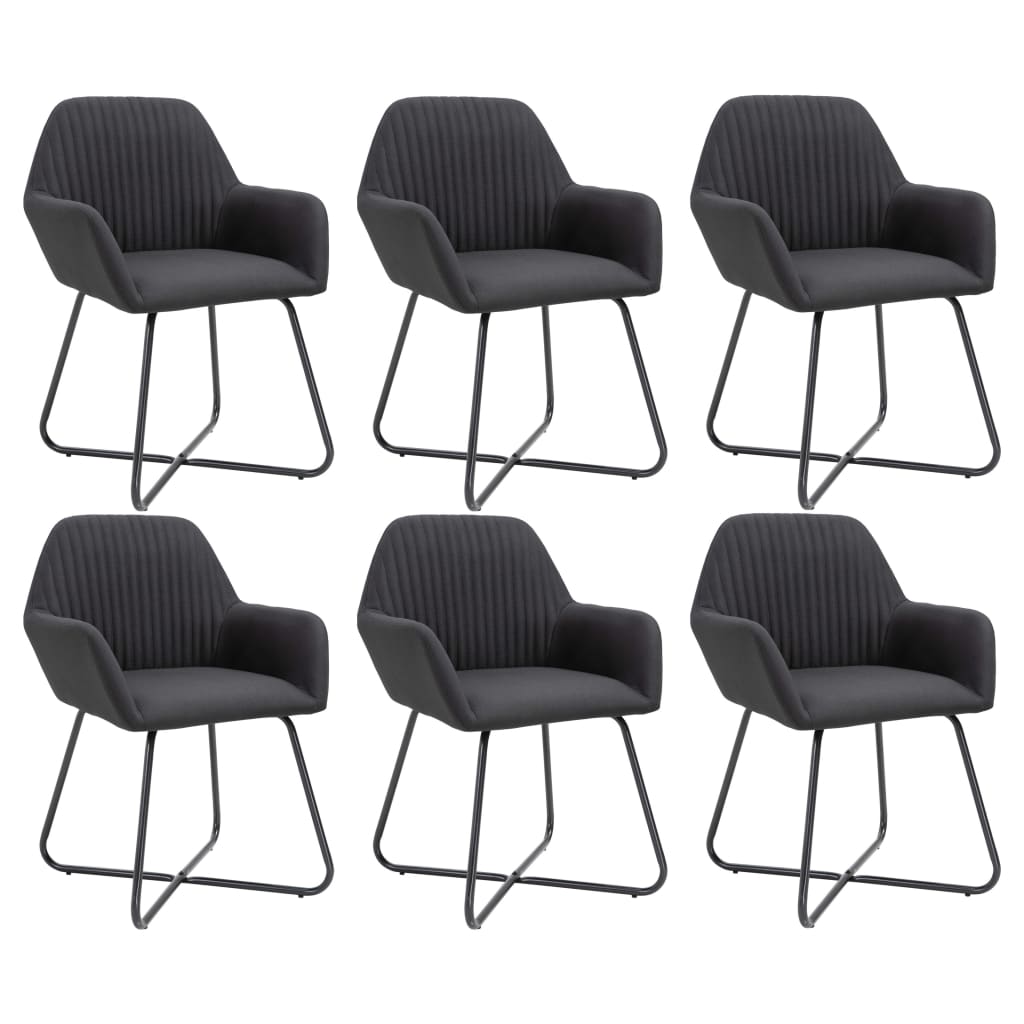 vidaXL Esszimmerstühle 6 Stk. Schwarz Stoff