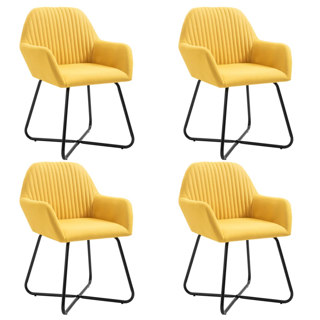 vidaXL Esszimmerstühle 4 Stk. Gelb Stoff