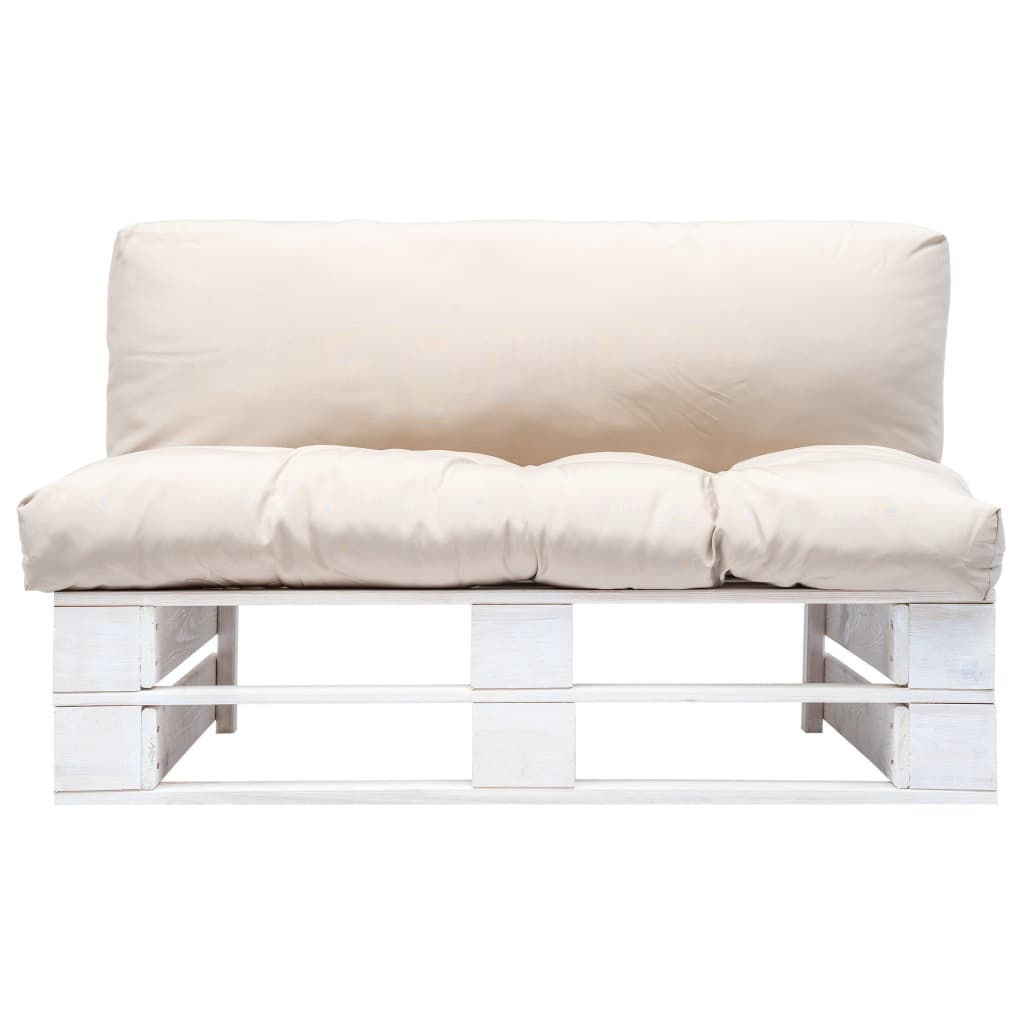 vidaXL Outdoor-Sofa Paletten mit Kissen in Sandfarben Kiefernholz