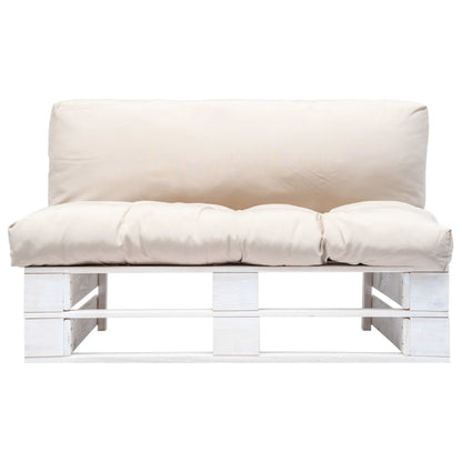 vidaXL Outdoor-Sofa Paletten mit Kissen in Sandfarben Kiefernholz