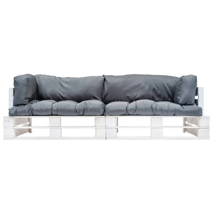 vidaXL 2-tlg. Garten-Palettensofa-Set Kissen in Grau Kiefernholz