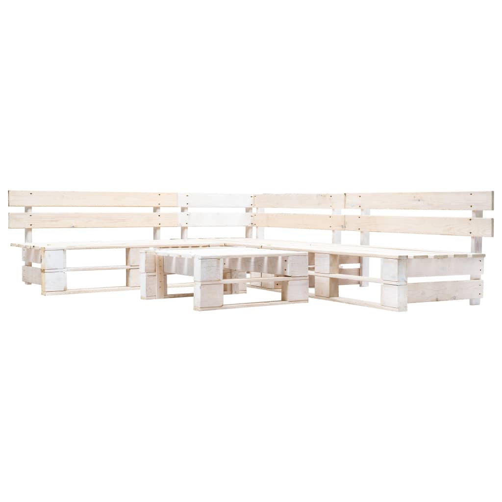 vidaXL Ensemble de salon de palettes 4 pcs Bois Blanc