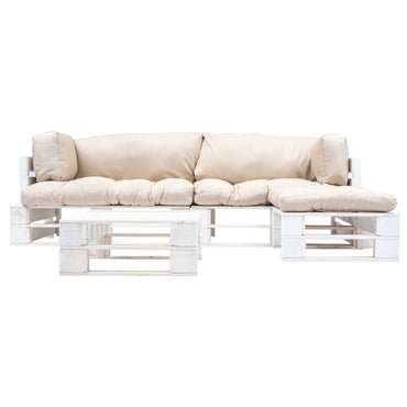 vidaXL 4-tlg. Paletten-Lounge-Set mit Kissen in Sandfarben Holz