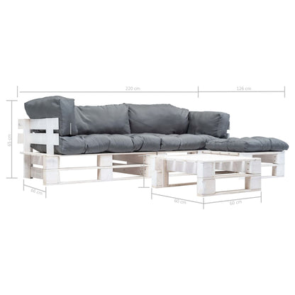 vidaXL 4-tlg. Paletten-Lounge-Set mit Kissen in Grau Holz