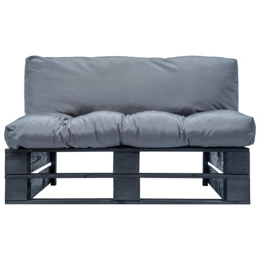 vidaXL Garten-Palettensofa mit Kissen in Grau Kiefernholz