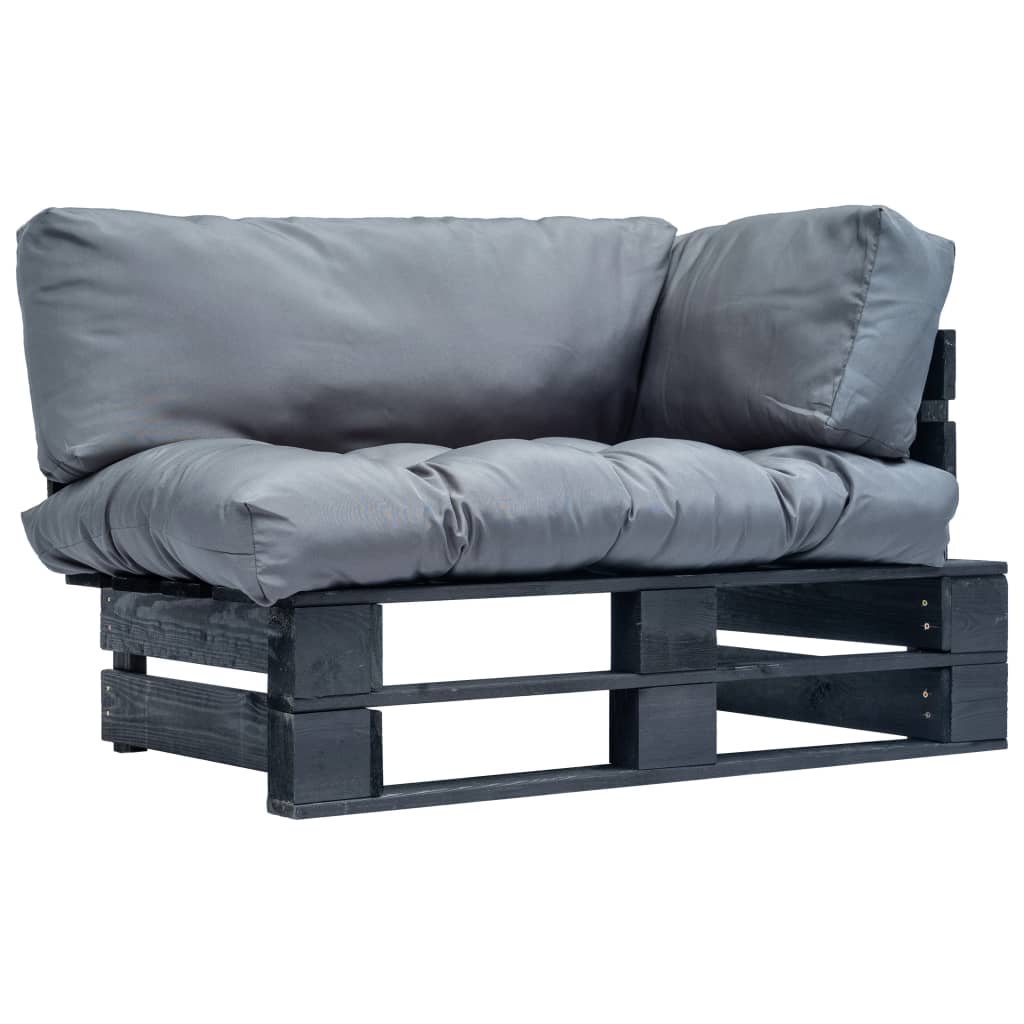 vidaXL Canapé d'extérieur palette avec coussins gris Bois de pin