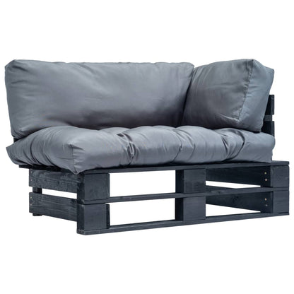 vidaXL Canapé d'extérieur palette avec coussins gris Bois de pin