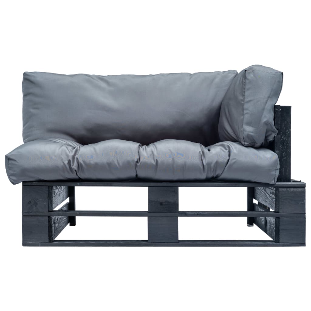 vidaXL Canapé d'extérieur palette avec coussins gris Bois de pin
