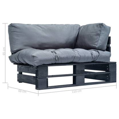 vidaXL Canapé d'extérieur palette avec coussins gris Bois de pin