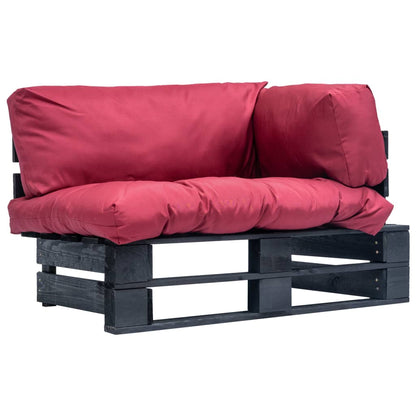 vidaXL Outdoor-Sofa Paletten mit Kissen in Rot Kiefernholz