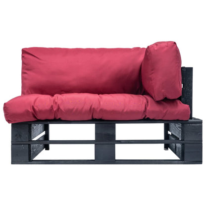 vidaXL Outdoor-Sofa Paletten mit Kissen in Rot Kiefernholz