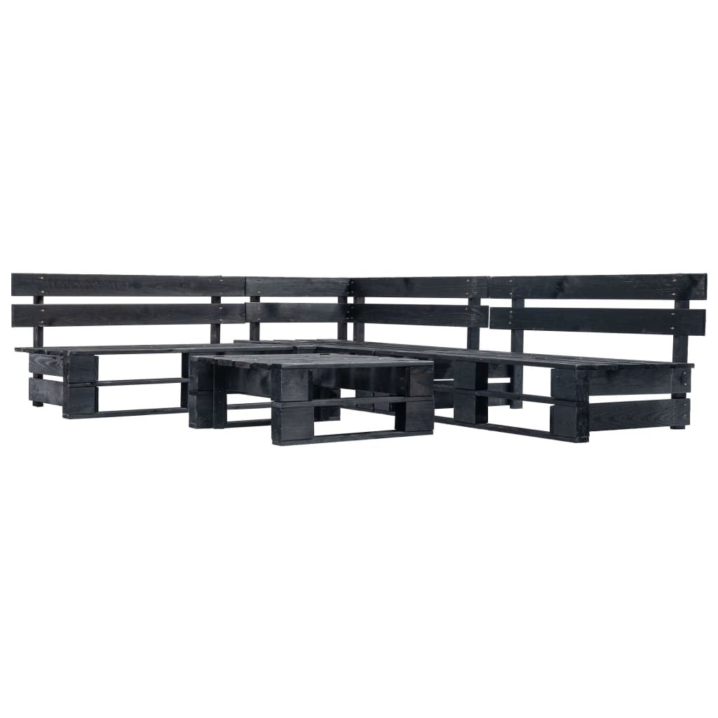 vidaXL 4-tlg. Garten-Lounge-Set aus Paletten mit Grauen Kissen Holz