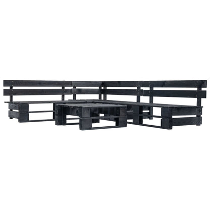 vidaXL 4-tlg. Garten-Lounge-Set aus Paletten mit Grauen Kissen Holz