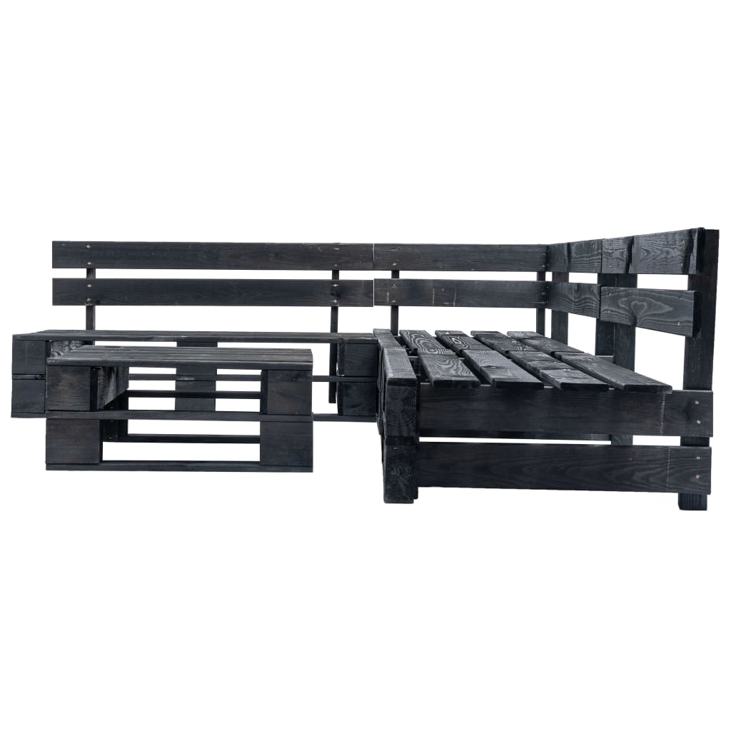 vidaXL 4-tlg. Garten-Lounge-Set aus Paletten mit Grauen Kissen Holz