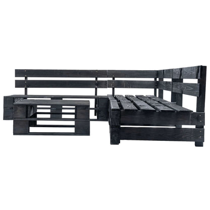 vidaXL 4-tlg. Garten-Lounge-Set aus Paletten mit Grauen Kissen Holz