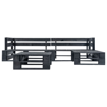 vidaXL Ensemble de canapés de jardin sur palette 4 pcs Bois Noir