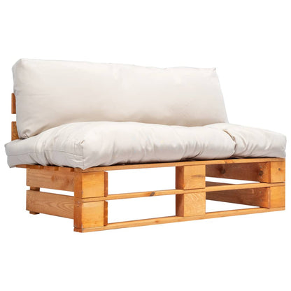 vidaXL Canapé d'extérieur de palettes avec coussins de couleur sable Bois de pin