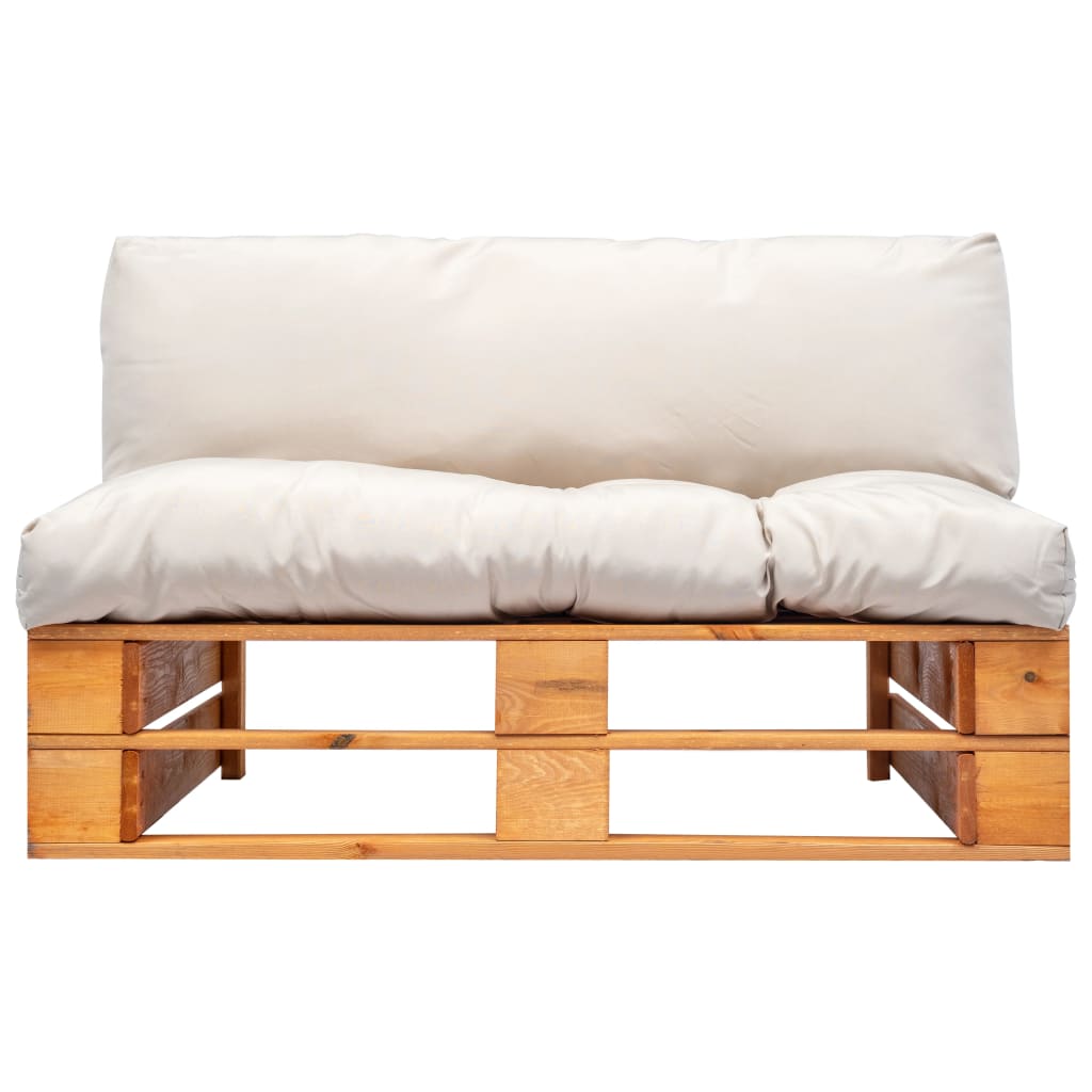 vidaXL Canapé d'extérieur de palettes avec coussins de couleur sable Bois de pin