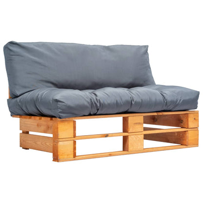 vidaXL Canapé d'extérieur palette avec coussins gris Bois de pin